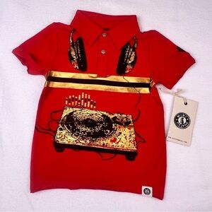 NWT Mini Shatsu Spin Doctor Polo Short Sleeve Foil Print Toddler Boy 3